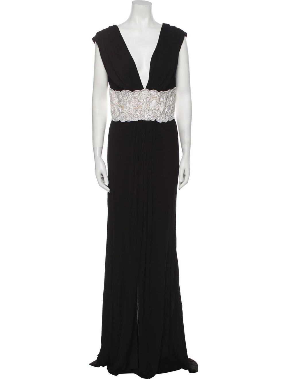 Naeem Khan Plunge Neckline Long Dress - 6